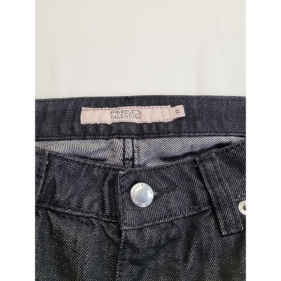 RED VALENTINO Black Straight Denim Jeans Size 27 Tunisia Zipper Ankles Low Rise - Picture 4 of 11